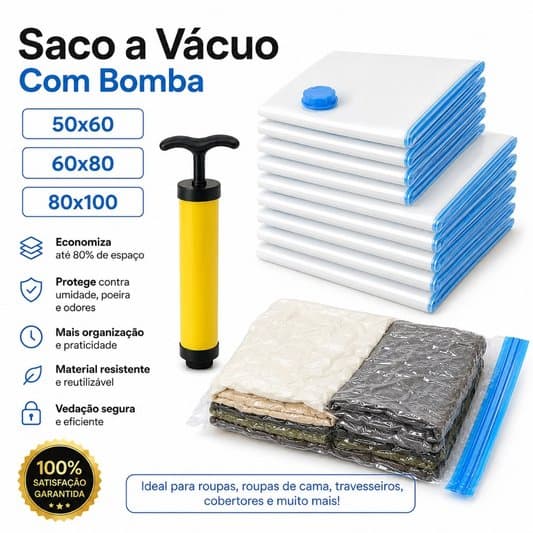 Kit Saco a Vácuo com Bomba: vale a pena para o guarda-roupa?