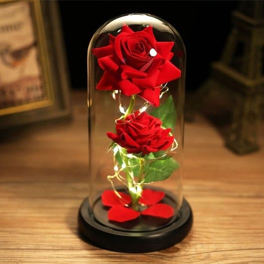 Flor de Folha de Luz LED Rosa Eterna em Vidro: vale a pena presentear?